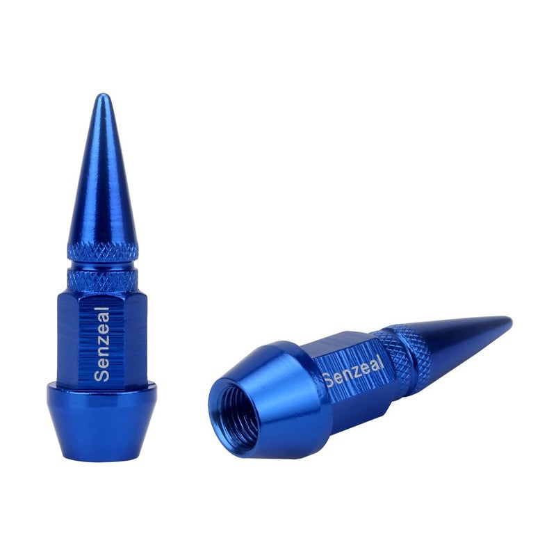 Senzeal 4X Long Impale Spiked Aluminum Car Truck Bike Wheel Tire Caps Air Dust Cover Blue - Image 2